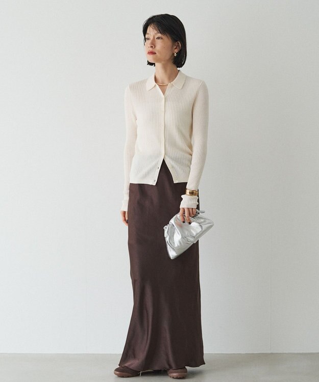 russet レザー巾着ミニショルダーバッグ(CE-1637) Silver