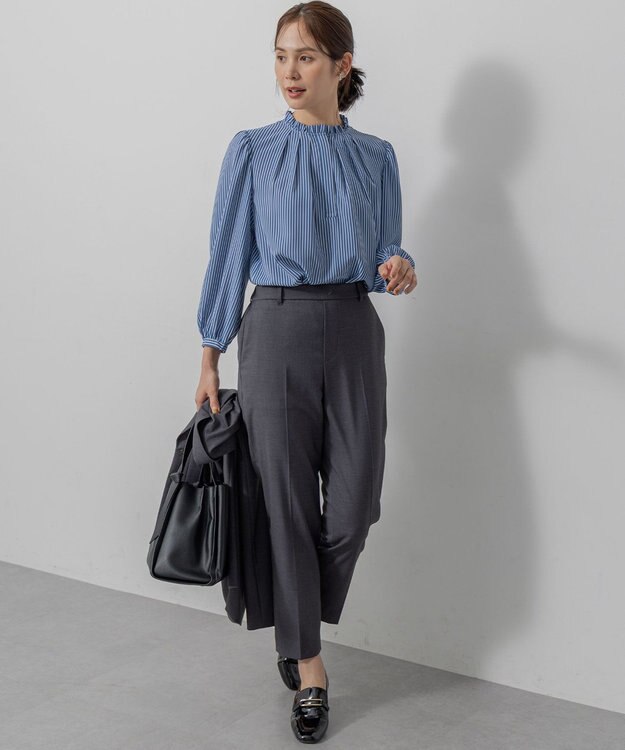 組曲 S ライトデシンフリル襟 ブラウス ブルー系1