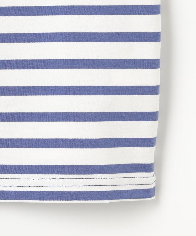 組曲 KIDS 【90-100㎝】フラワー刺繍ボーダー Tシャツ ダスクブルー系