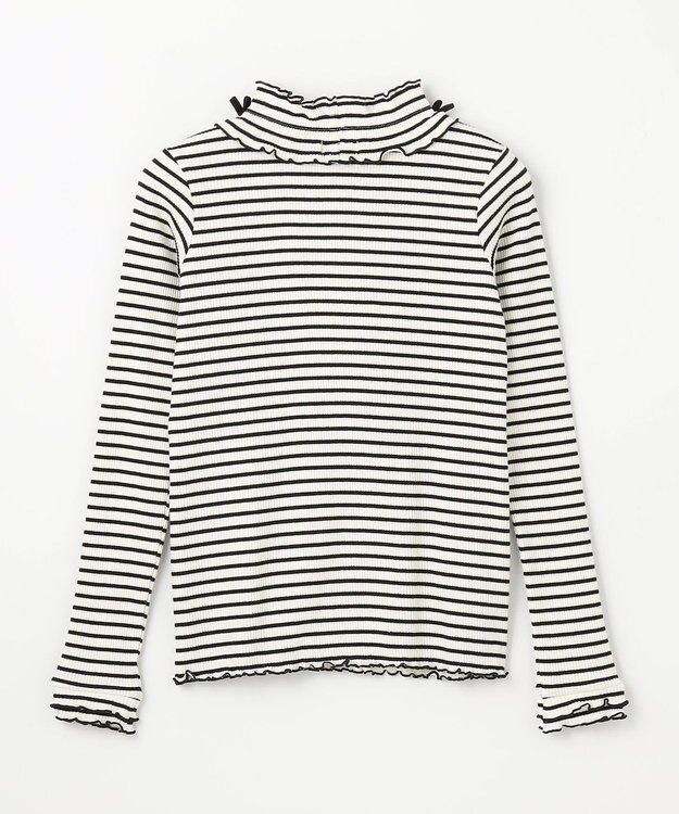 ANY KIDS 襟リボンカットソー ブラック×オフホワイト（ボーダー）