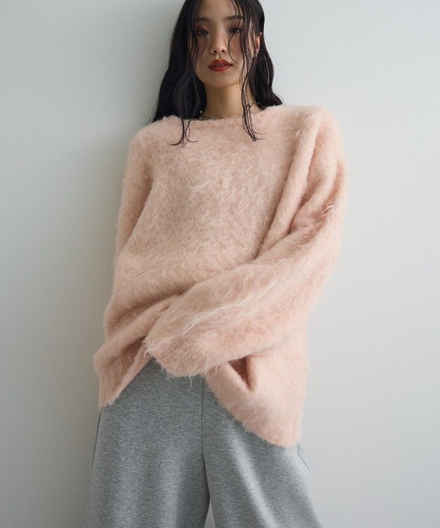 Green Parks 前後２ｗａｙキーネックシャギーニット Pink