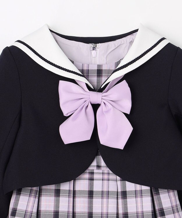 ANY KIDS 【2点セット】セーラージャケット+チェックワンピース ネイビー