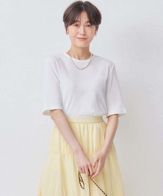 組曲 L ベーシックリブTシャツ アイボリー系