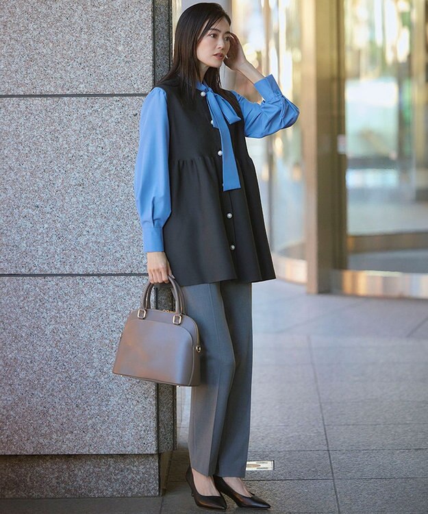 23区 【Oggi2月号掲載/洗える】ウォームストレッチ テーパード パンツ グレー系