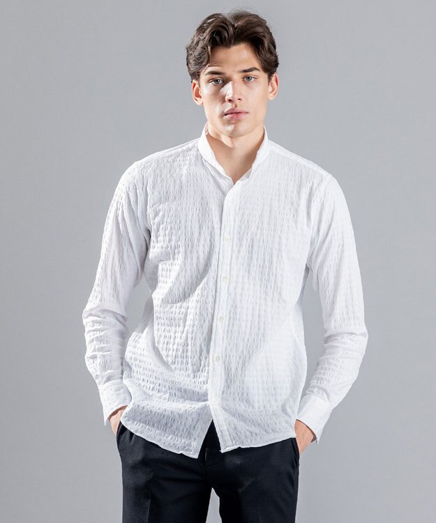 JOSEPH HOMME トリックジャガード　ウイングカラーシャツ ホワイト系