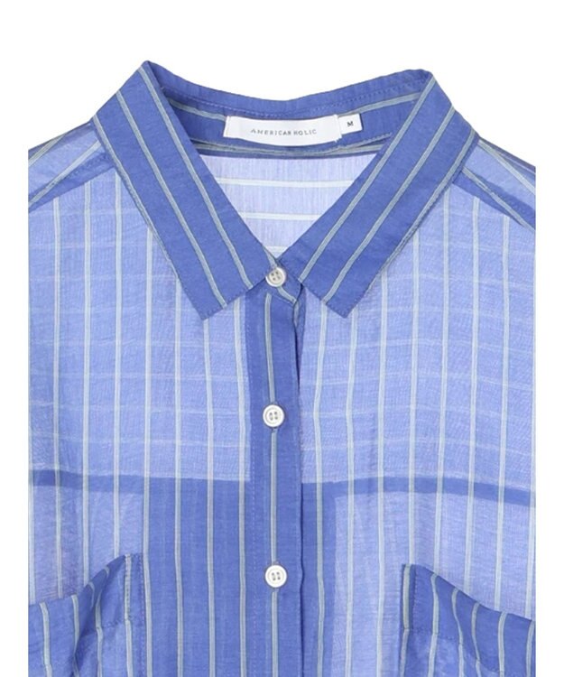 AMERICAN HOLIC シアーＣＯＯＬポケット付きルーズシャツ Stripe