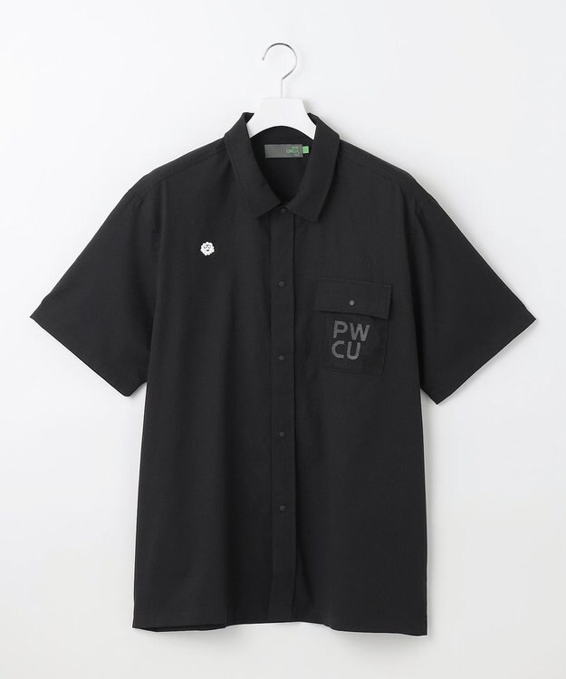 PW CIRCULUS 【UV遮蔽率97.8% / 軽量のDotAir / 高通気 / 軽撥水】【MEN】メッシュポケットシャツ ゴルフ ブラック系