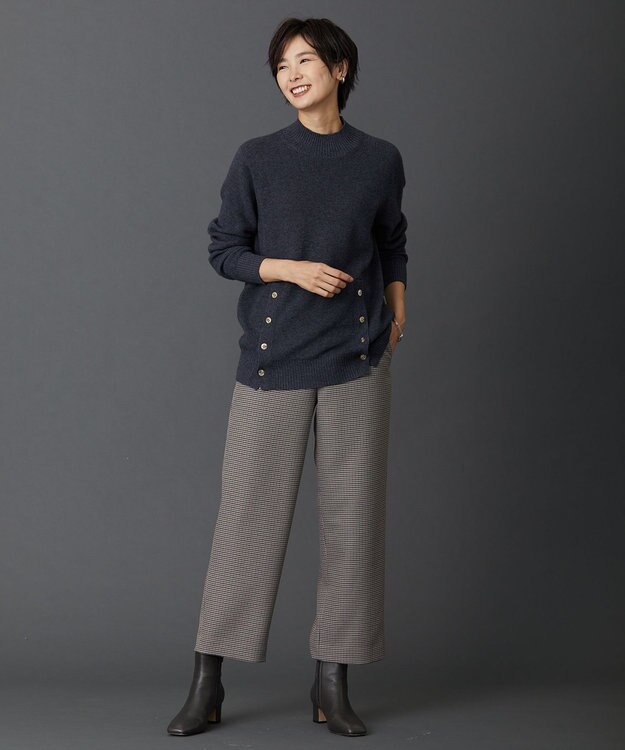 J.PRESS LADIES 【洗える】SEMI WORSTED ハイネック ニット グレー系