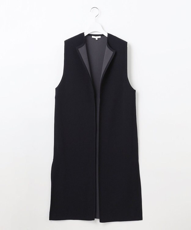 自由区 【WEB限定カラーあり・洗える】クレープストレッチニット ジレ ミッドナイト×スレート