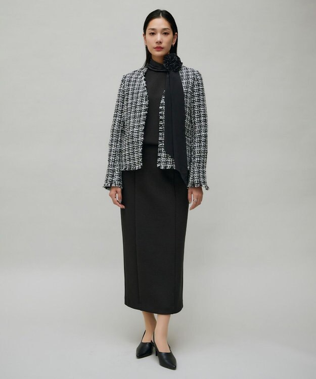 ICB 【CLASSY.1月号掲載】コサージュタイスカーフ ブラック系