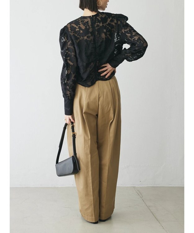 Green Parks AnriettMusee 花柄オパールシャーリングブラウス Black