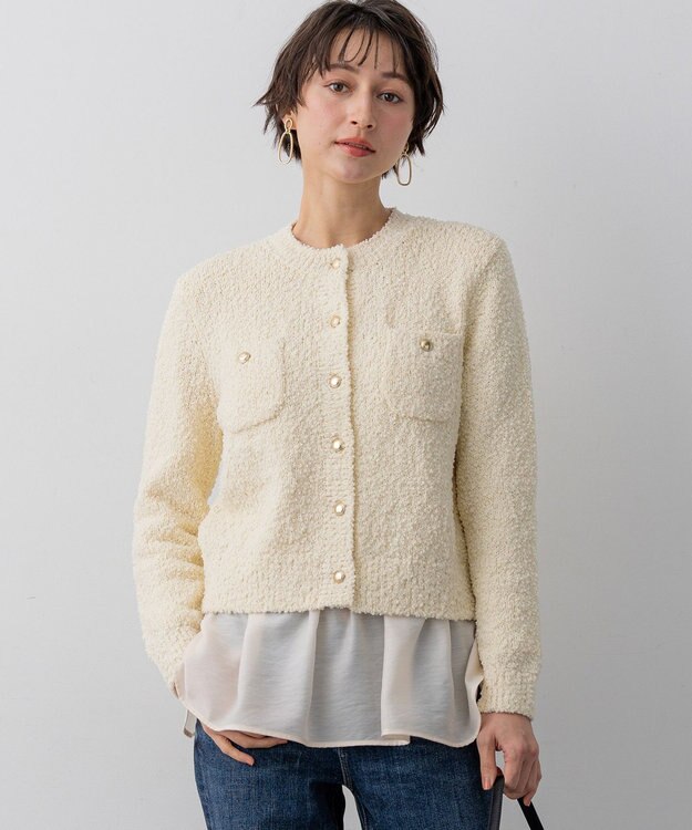 23区 【先行予約】ファンシーツィーディー ポケットデザイン カーディガン アイボリー系