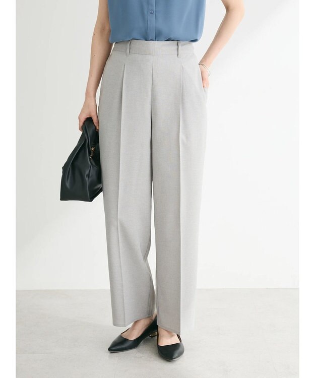 Green Parks 接触冷感　きれいシルエットパンツ（ワイド） Light Gray