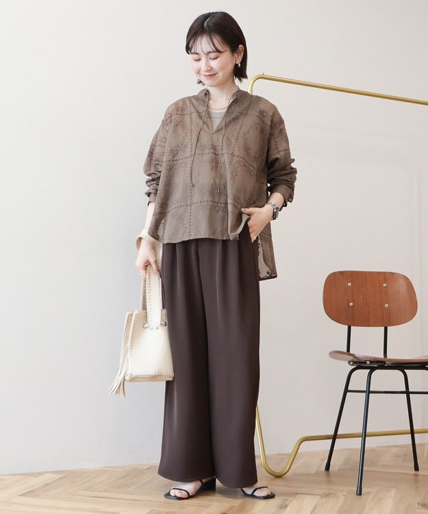 AMERICAN HOLIC スキッパーレースブラウス Mocha