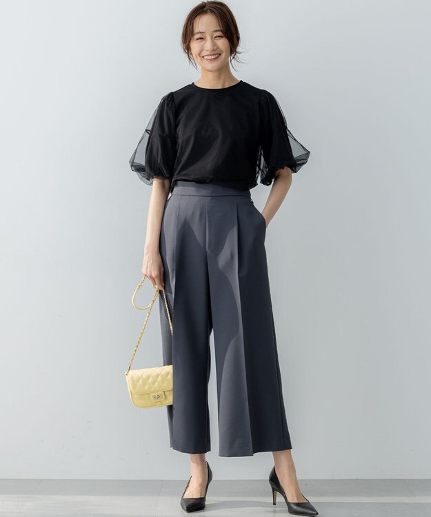 組曲 L 【ストレッチ・イージーケア】オシャクロス ガウチョパンツ 【WEB限定】ミディアムグレー系9