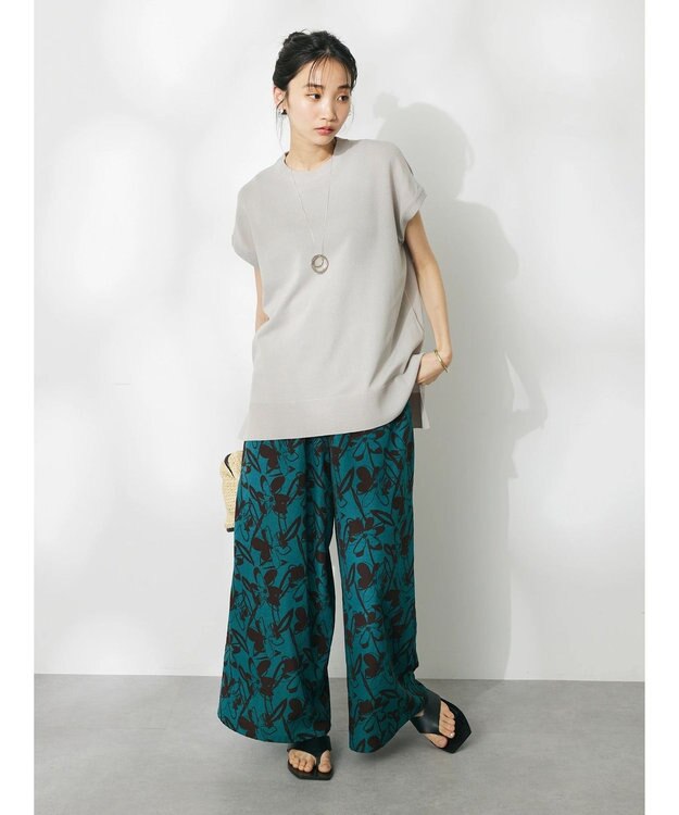 CRAFT STANDARD BOUTIQUE ＵＶカット接触冷感半袖ニットチュニック Gray Beige