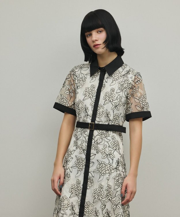 GRACE CONTINENTAL フラワーコード刺繍ワンピース キナリ