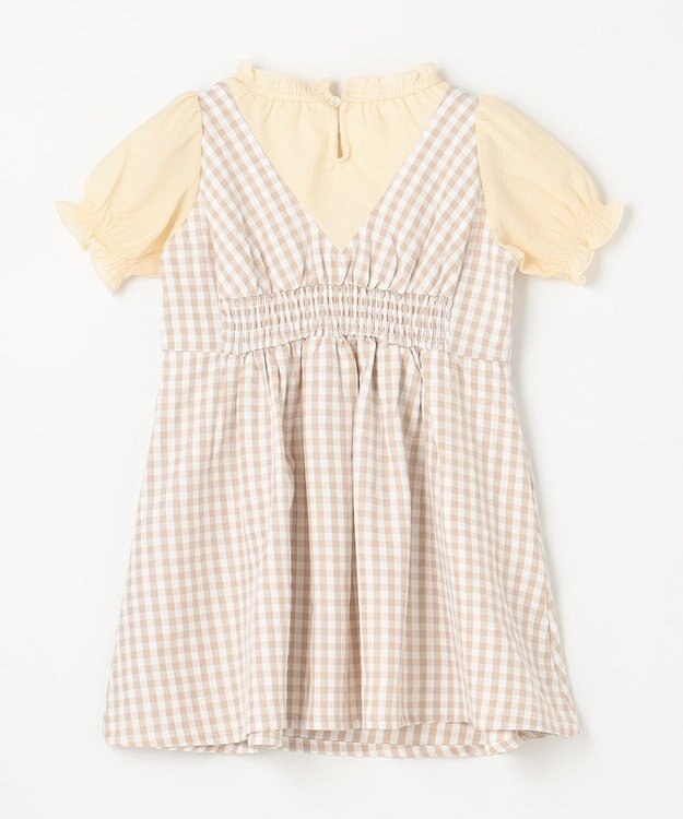 組曲 KIDS 【100㎝】ギンガムドッキング  ワンピース ベージュ系3