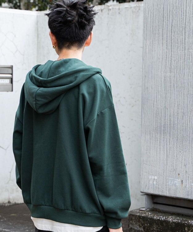 WEGO ワッペンロゴジップパーカー ダークグリーン