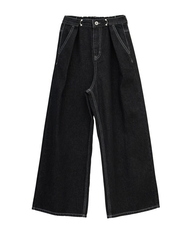 earth music&ecology タックホックデニムパンツ Black