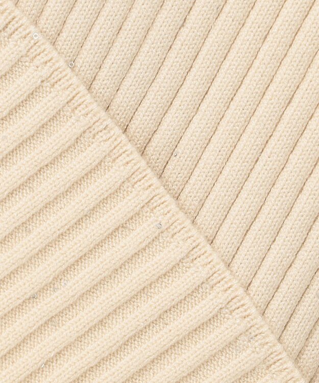 組曲 【前後着用・手洗い可】ELENAスパンコール襟デザイン ニット アイボリー系