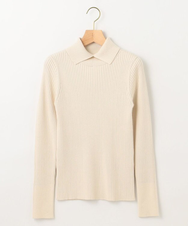 組曲 【前後着用・手洗い可】ELENAスパンコール襟デザイン ニット アイボリー系