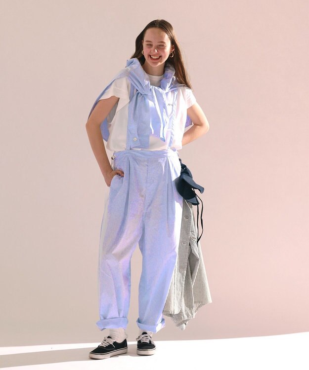 LENO SALOPETTES CANDY STRIPE / サロペット SAXE BLUE