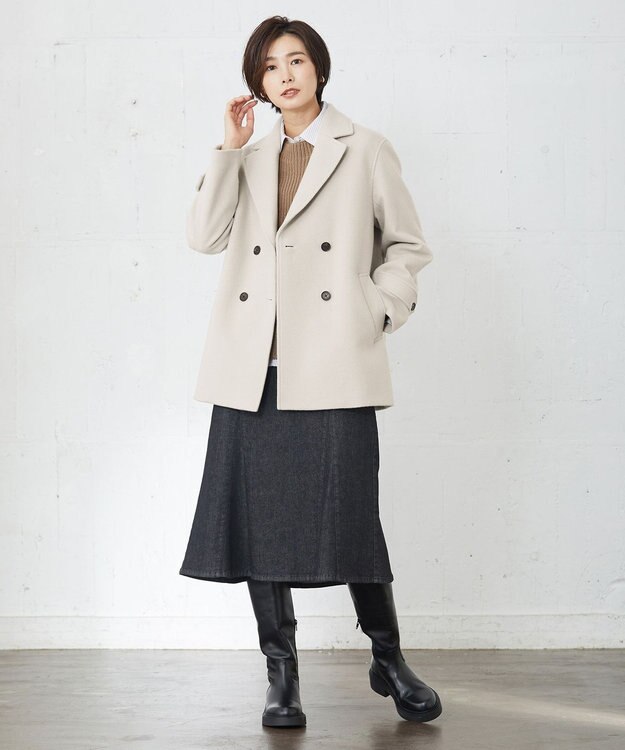 J.PRESS LADIES Jackal 140s ソフトメルトン Pコート ベージュ系