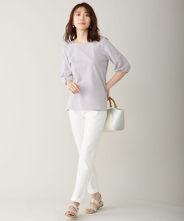 J.PRESS LADIES 10オンス ストレッチ デニム パンツ ホワイト系