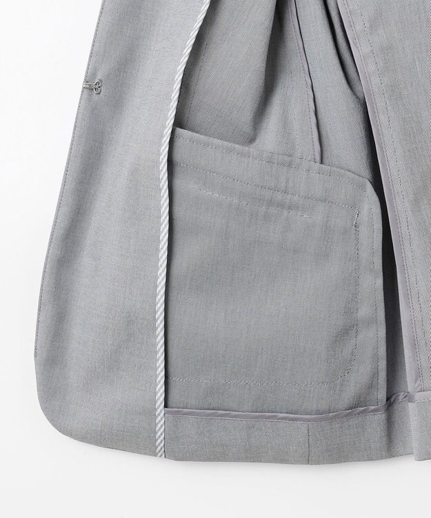 J.PRESS LADIES 【セットアップ対応・洗える・撥水】コットンFITTY ノーカラー ジャケット グレー系