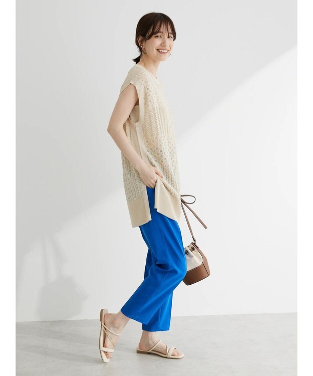 Green Parks 接触冷感　テーパードパンツ Blue