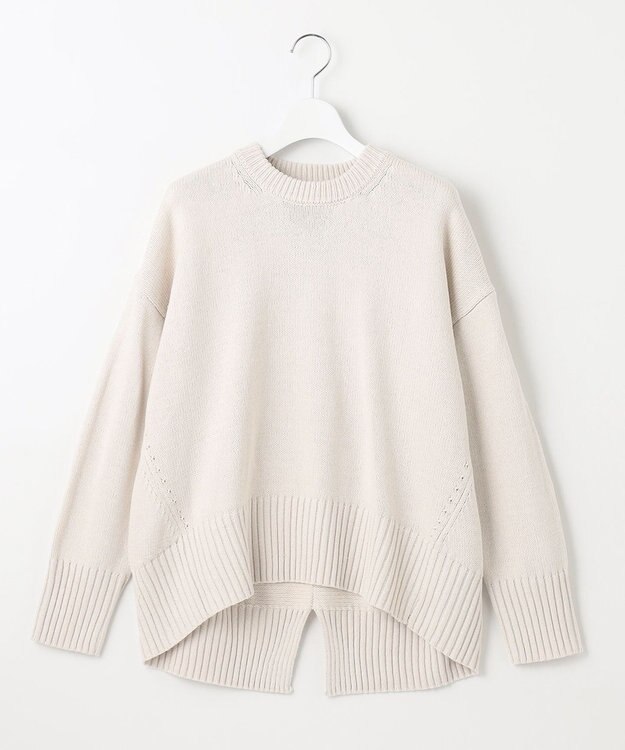 UNFILO 【洗える】スプリングコットンニット バックスリット エクリュ