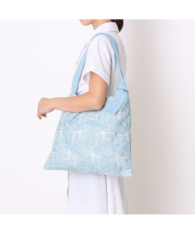 UNBILLION カシュカシュ cachecache / エンブロイダリーショルダートート サックスブルー