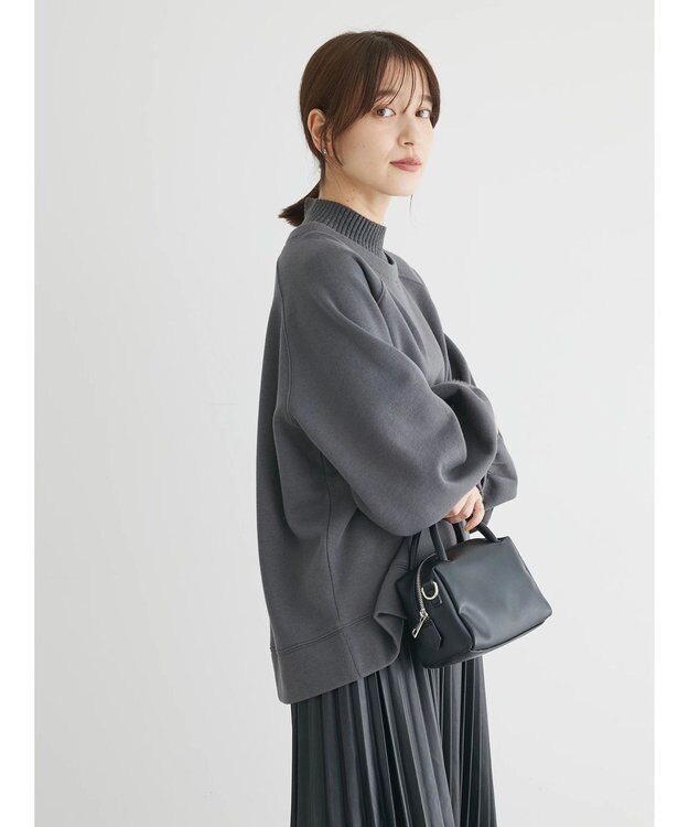 Green Parks 裏起毛ニットリブドッキングプルオーバー Gray