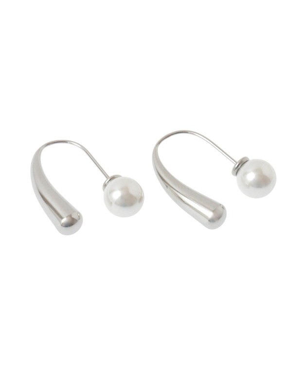 YECCA VECCA 【2WAY】ステンレスパールキャッチピアス Silver