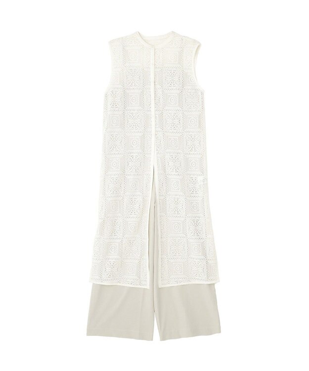 AMERICAN HOLIC 【2点セット】ロングレースジレ+サロペット Off White