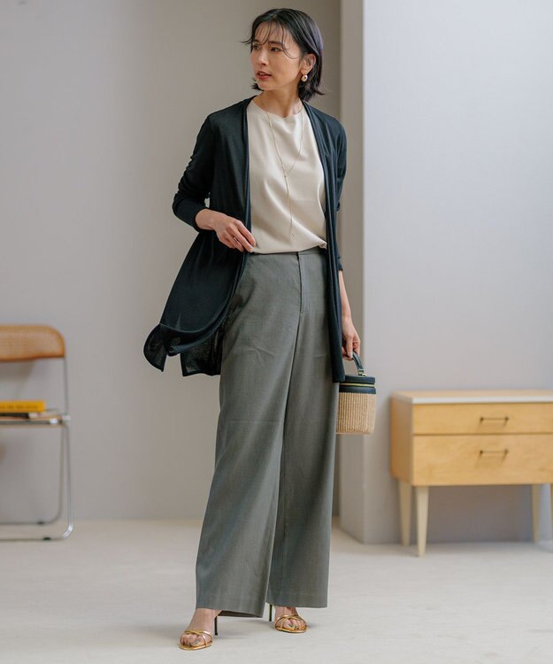 23区 【UVケア/接触冷感】マルチ機能 シアー ロング カーディガン ブラック系