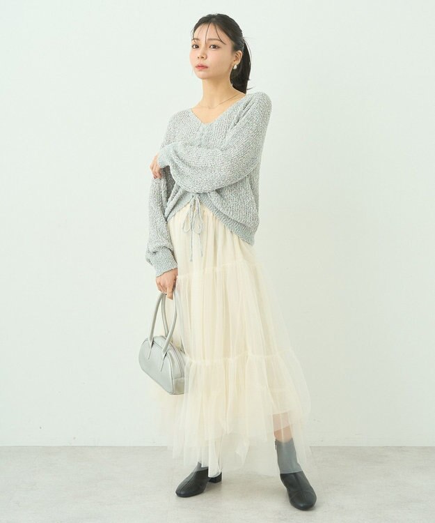 earth music&ecology ドロストニットプルオーバー Gray Mixture