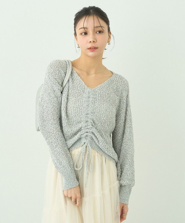 earth music&ecology ドロストニットプルオーバー Gray Mixture