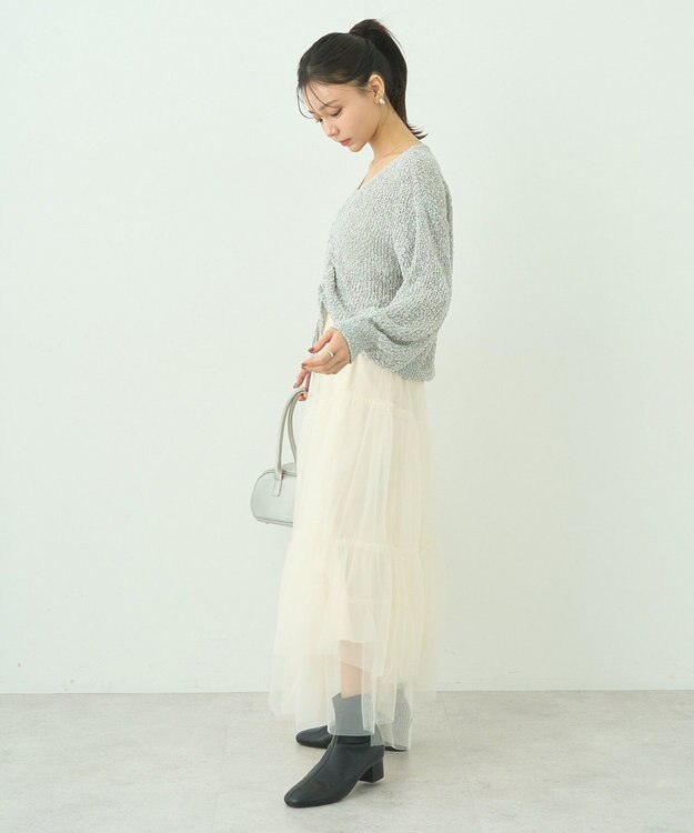 earth music&ecology ドロストニットプルオーバー Gray Mixture