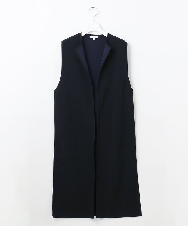 自由区 【WEB限定カラーあり・洗える】クレープストレッチニット ジレ [WEB限定]ブラック×ミッドナイト