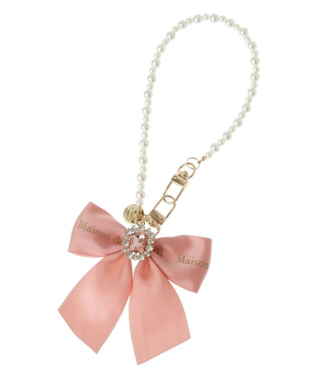 Maison de FLEUR EC限定ビジューリボンパールストラップ Salmon Pink
