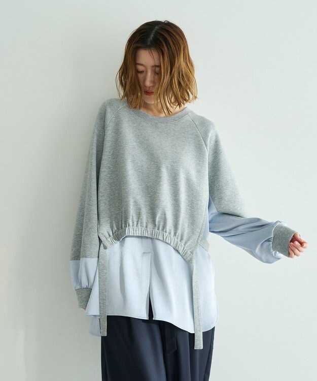 YECCA VECCA シャツレイヤードデザインプルオーバー Gray Mixture