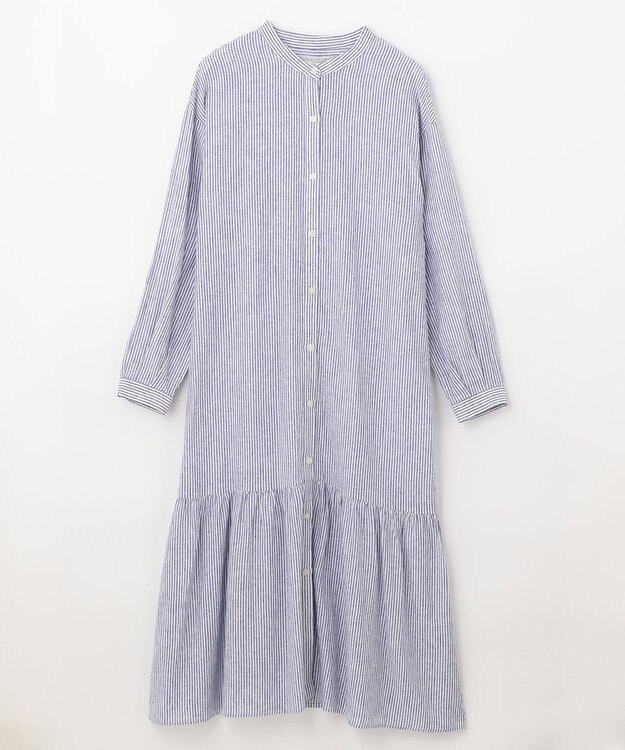 ANY 【洗える】ライトリネンクロス ワンピース ブルーストライプ