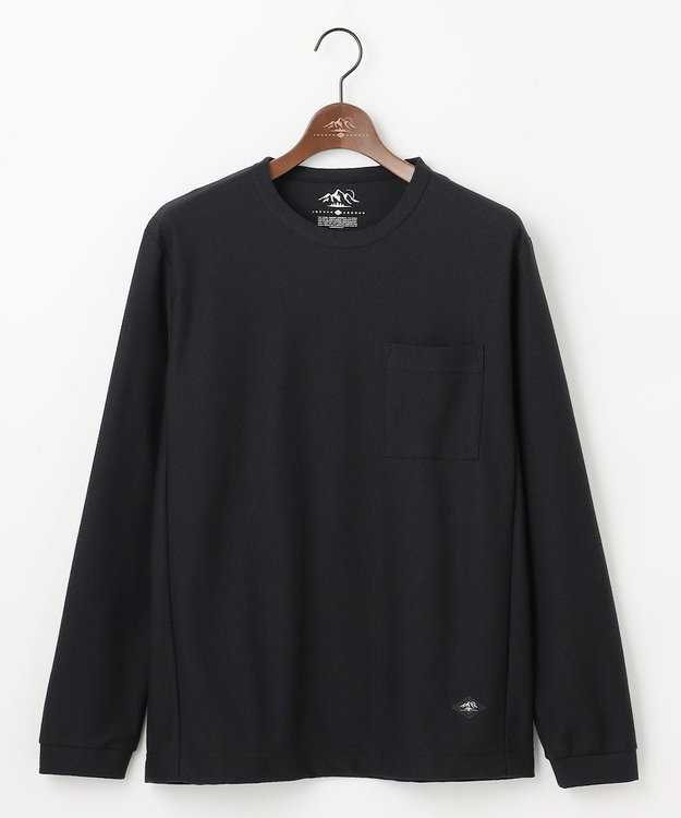 JOSEPH ABBOUD MOUNTAIN 【MADE IN JAPAN】ダイヤモンドワッフル 長袖 アウトドア Tシャツ ブラック系