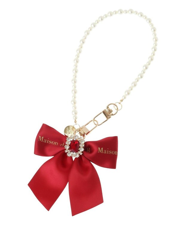 Maison de FLEUR EC限定ビジューリボンパールストラップ Red