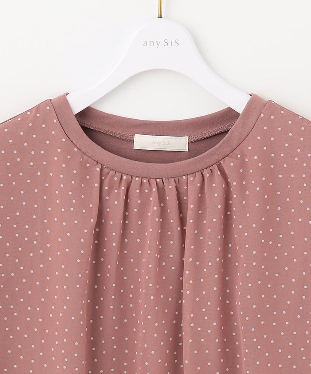 ANY SIS 【洗える】シフォンプリント ブラウス スモーキーピンクドット