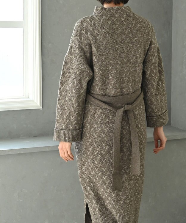 muuc 〈希少なラムウール＆高品質カシミヤ〉バスケット柄ニットワンピース ベージュ