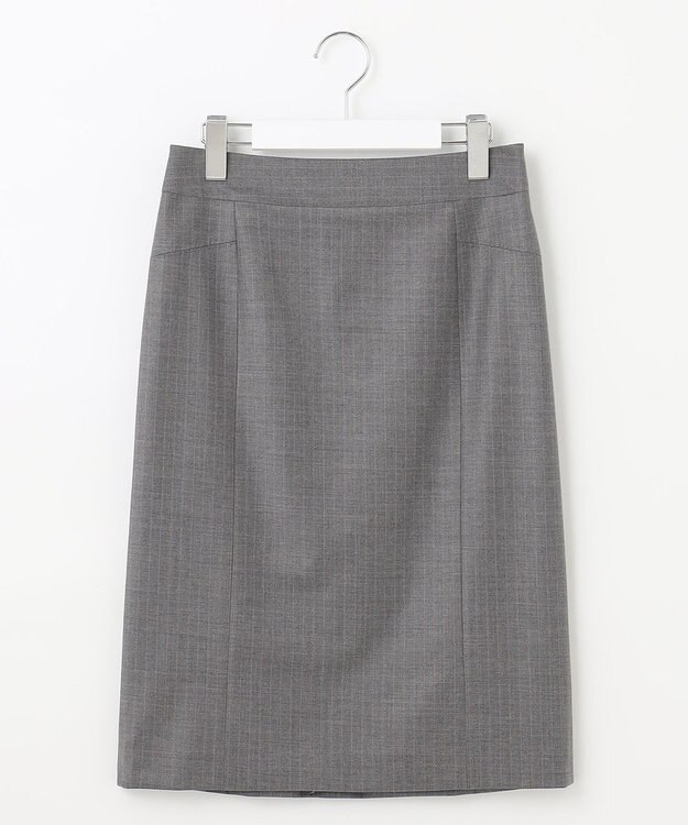 23区 【セットアップ対応】ファインネスウール タイト スカート グレー系ストライプ