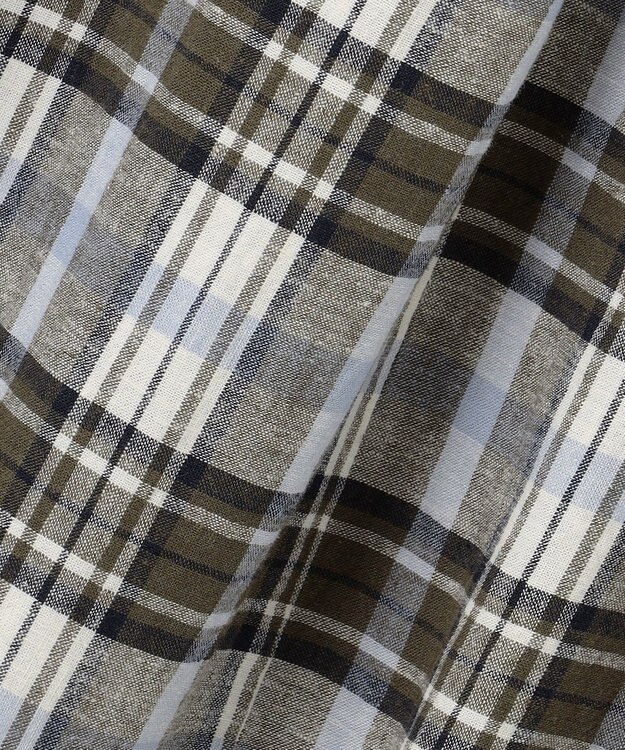 ANY L フレンチリネンシャツワンピース ブラウンチェック